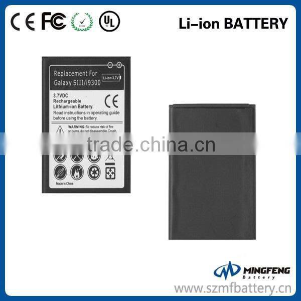 Real capacity 2100mAh i9300 battery for samsung galaxy s3 smart phone hand akku