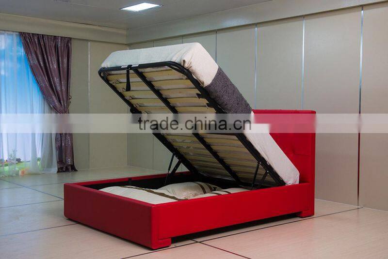 Modern Style Red PU PVC Lift Storage Bed #1512