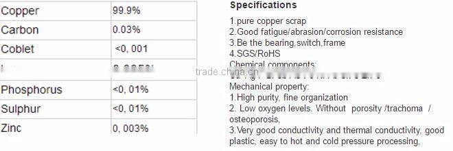 99.99% copper wire scrap millberry fro sale