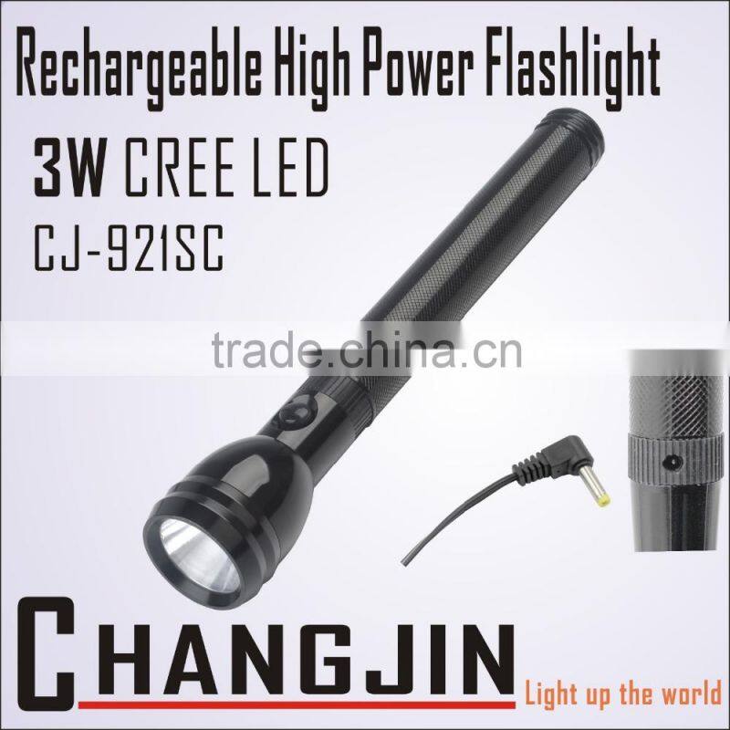 3W Aluminum LED Rechargeable Flashlight outdoor torch light