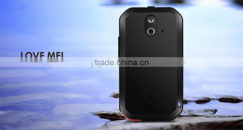LOVE MEI Powerful Metal & Silicone & Gorilla Glass LOVE MEI Hybrid Case for HTC E8