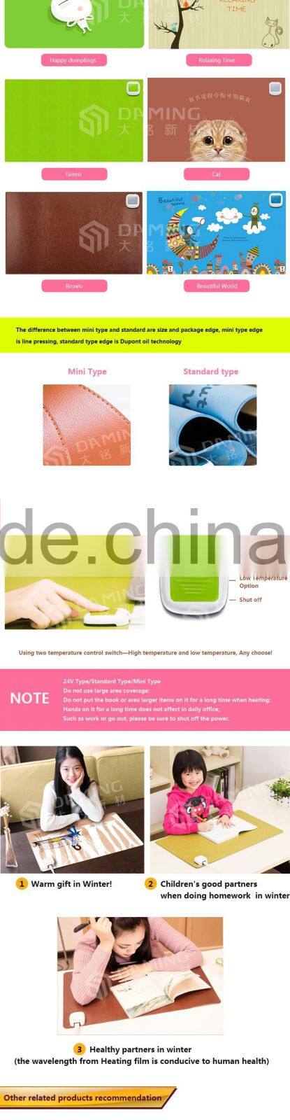 China supplier Smart Warm Automatic Shutdown PTC Nanometer Desk Heating Mat