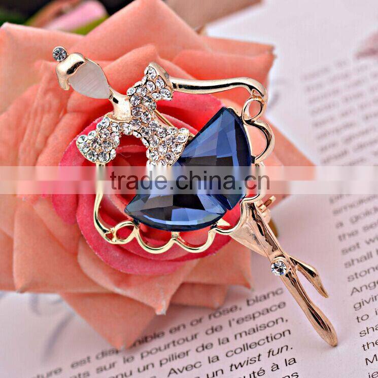 Fashion elegant brooches opal ballet brooch korea for woman wholesale