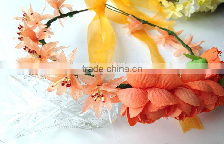 Orange Rose Flower Head Garland 100% handmade Hawaii Head wreath