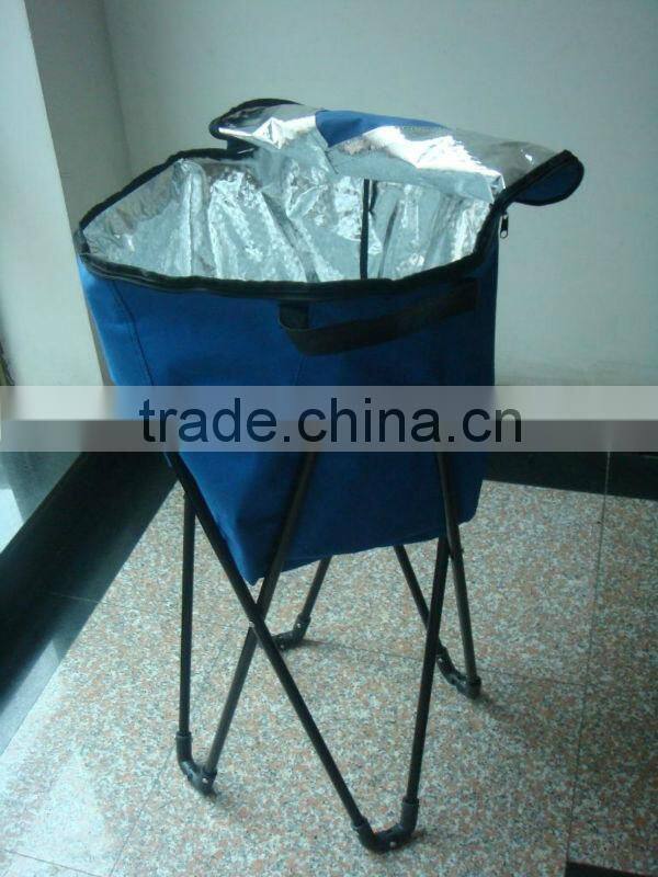 Portable cooler tub stand with metal legs and 100% polyester cover