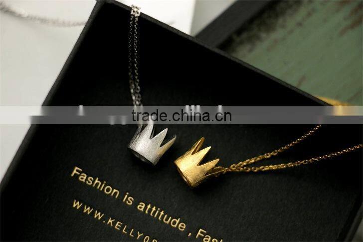 High quality silver and gold crown pendant necklace
