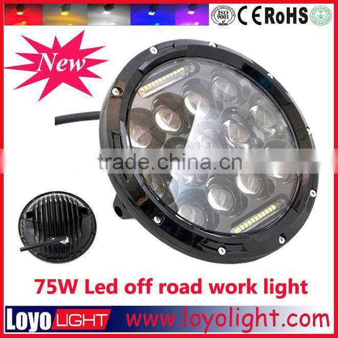 waterproof jeep wrangler led lamp 7" 75W car LED Headlight H4 DRL High/Low for Wrangler Hummer JK LJ