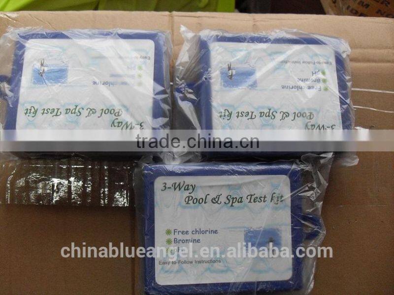 3 way pool and spa water test kit for Free Chlorine, PH, Bromine