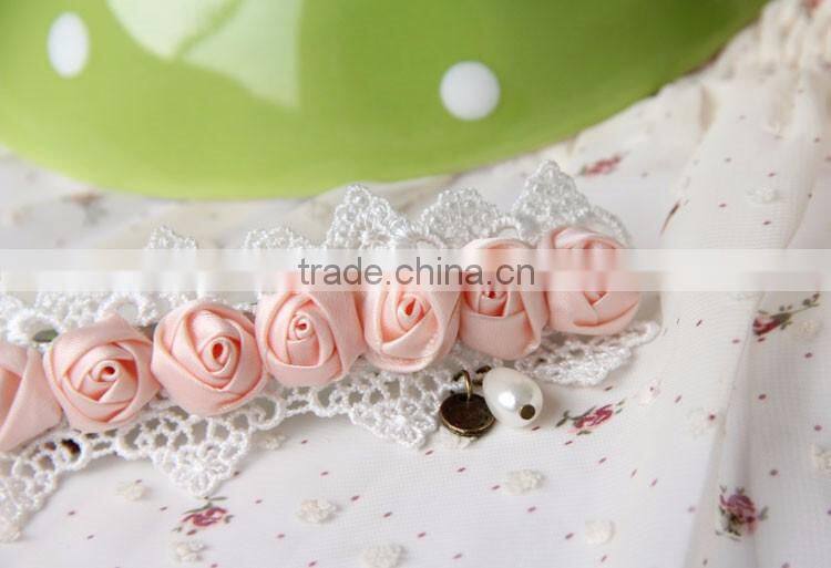 MYLOVE pink rose with white lace hair clip women fashion accessory