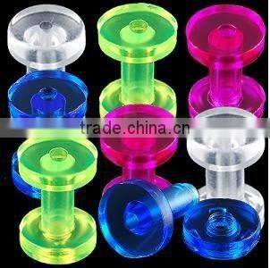 Fashion body piercing jewelry UV acrylic gauge fake ear taper