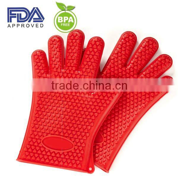 high quality food-grade microwave silicone five fingers rubber glove /silicone pot holder