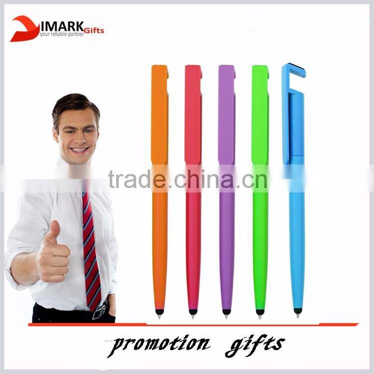 2016 Multifunctional Plastic Stylus Touch Pen/ Phone Holder Folding Ballpoint Pen