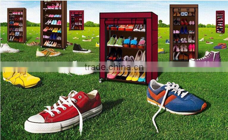 (FH-FC6007)6-layer simple design non woven fabric single row shoe rack