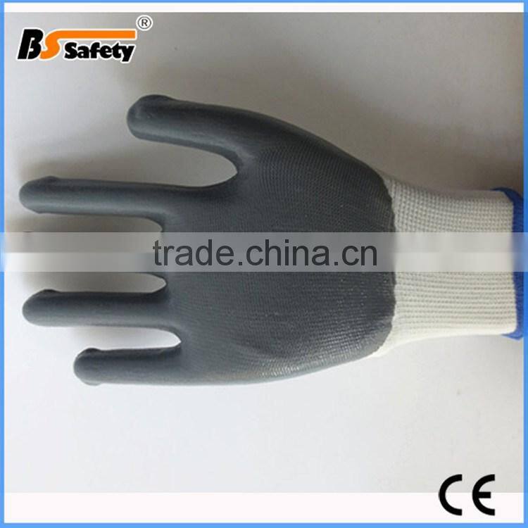 BSSAFETY Cheap gray nitrile coated gloves with polyester liner