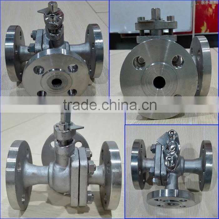 DN25 or 1 inch SS304 SS316 flanged connection 3 way Ball Valve