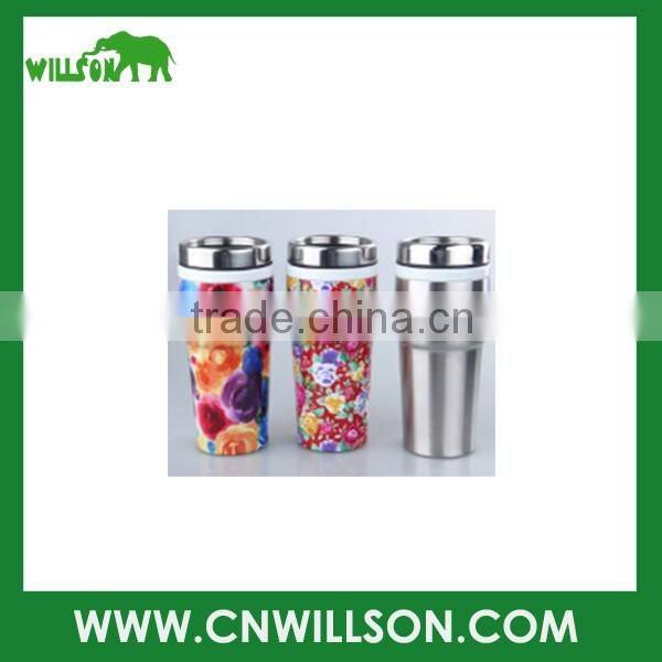 2016 new advertising factory 350ml ceramic mug with S/S outside