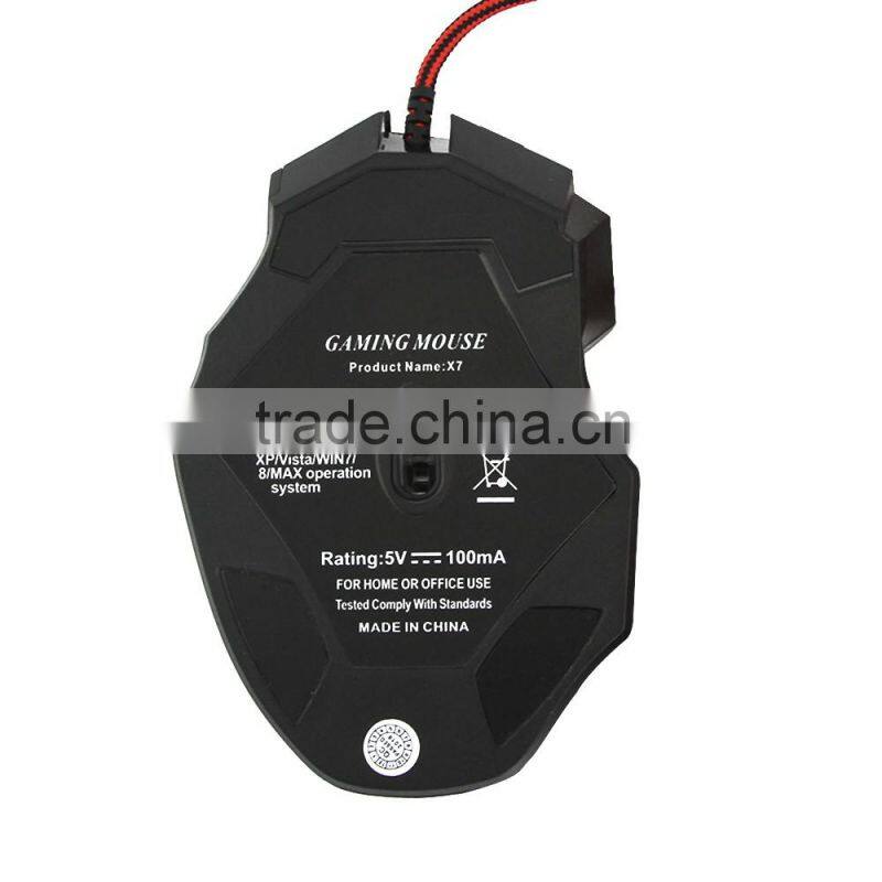 Hot sale 2400DPI Wired 7D Optical PRO Gaming Mouse Mice black