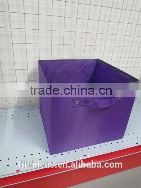 pure color printing non-woven fabric storage box with handles purple