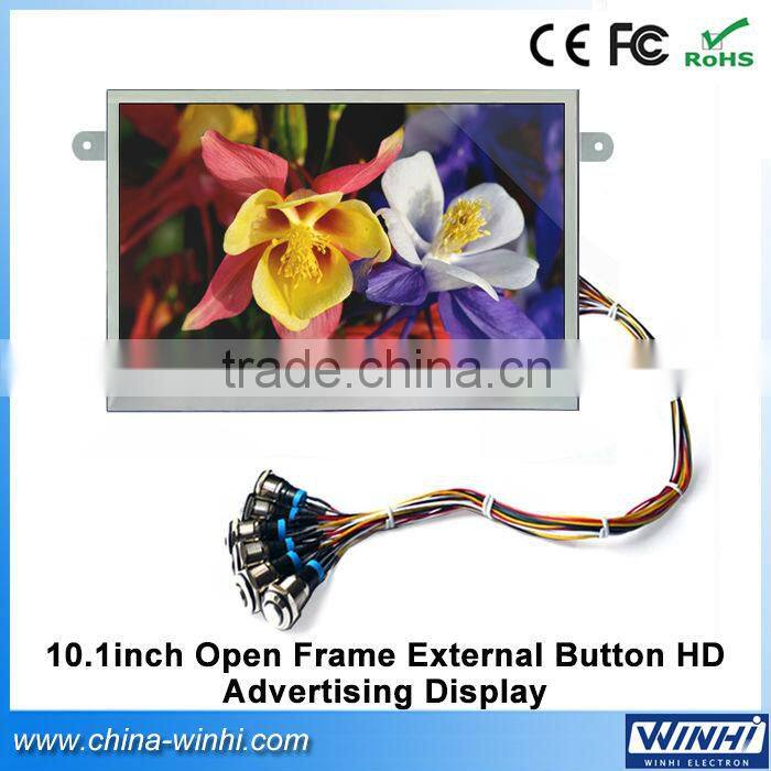 Hot sale 10 inch 6 pcs buttons full hd open frame tft lcd led monitor advertising display
