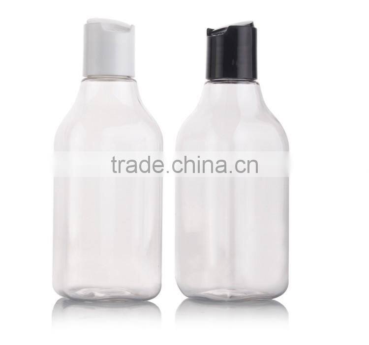 200ml clear square lotion bottle with press cap/PET Plastic Transparent Bottle for hair shampoo and lotion