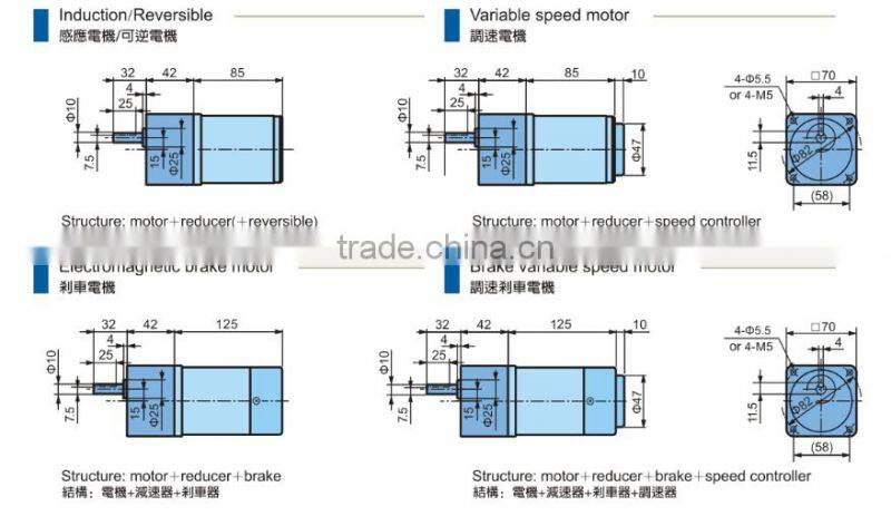 HOULE low noise Ac motor asynchronous electric gear reduction motor induction motor