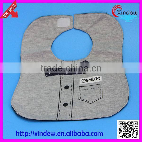 baby boy's vest bib with printed tie and button
