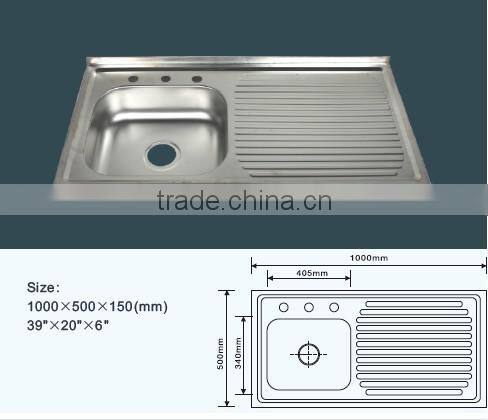 Made in china factory supply single bowl with single drainboard ss sink