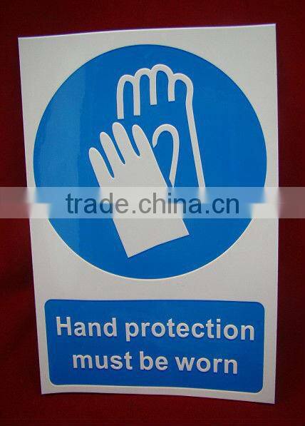 OEM printing self adhesive hand protection pvc sticker