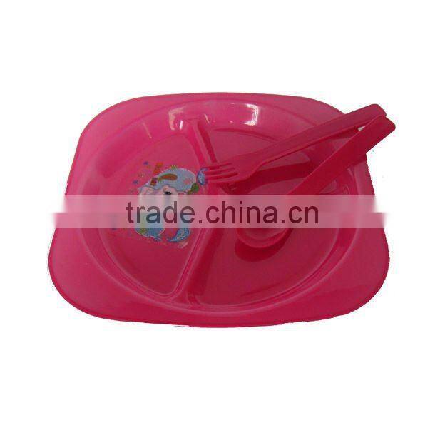 square palte 4pcs plastic dinnerware picnic set