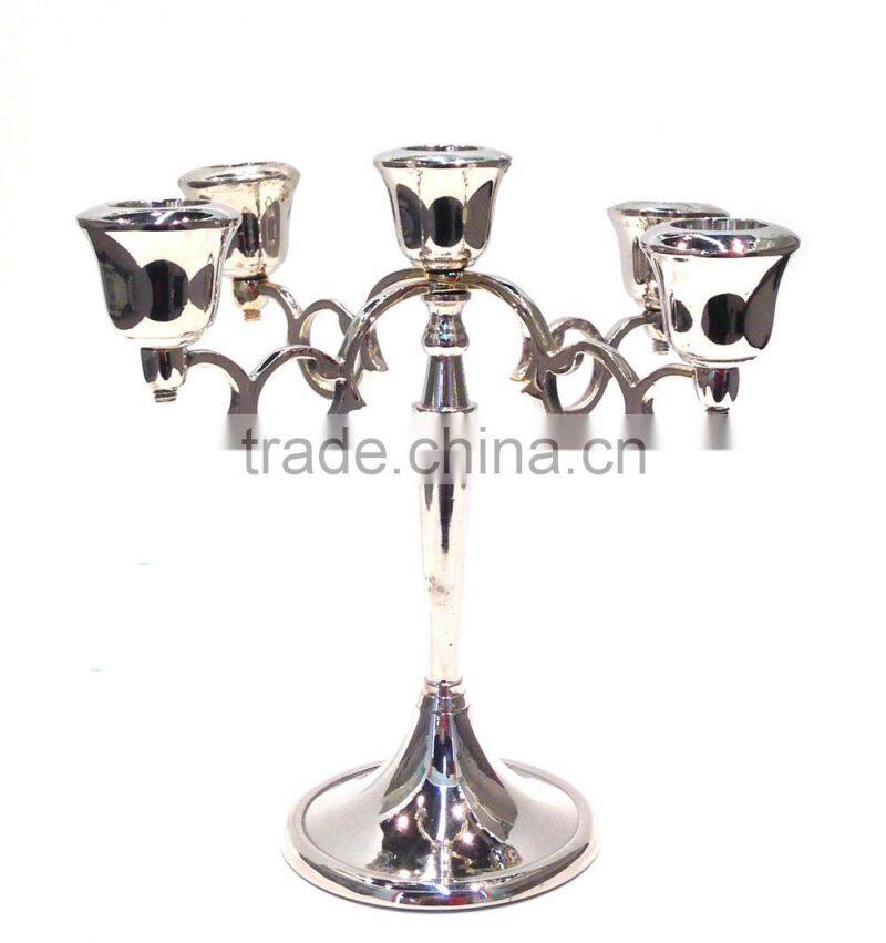Aluminum mirror finish tall pillar holder candle holder set