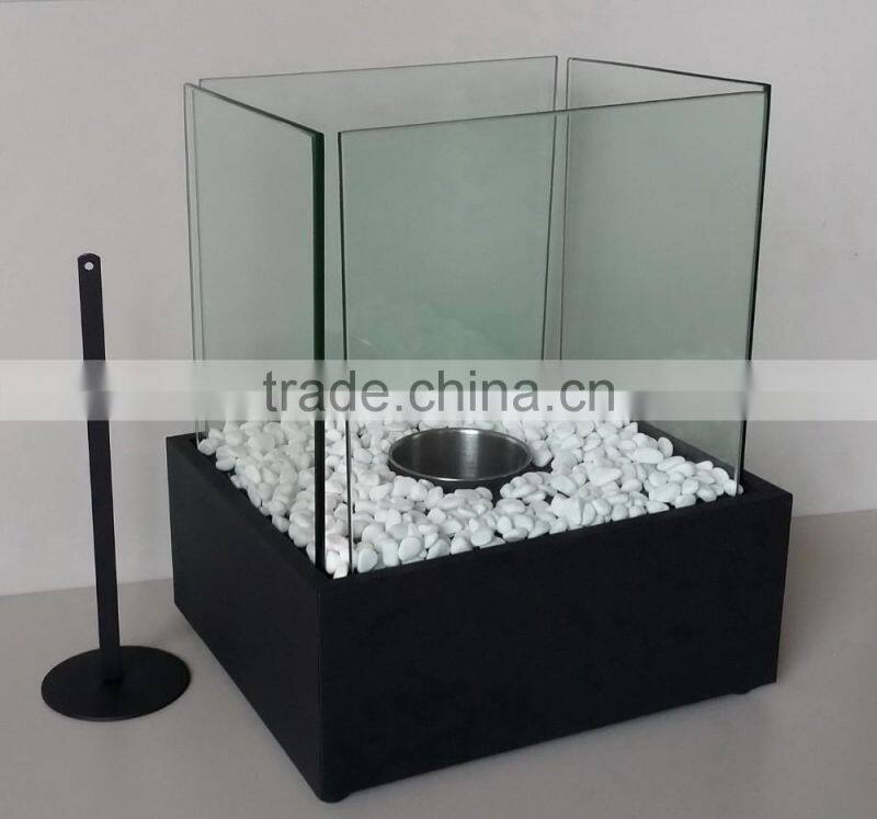 decorative square box bio ethanol glass fireplace,free standing bio ethanol fireplace