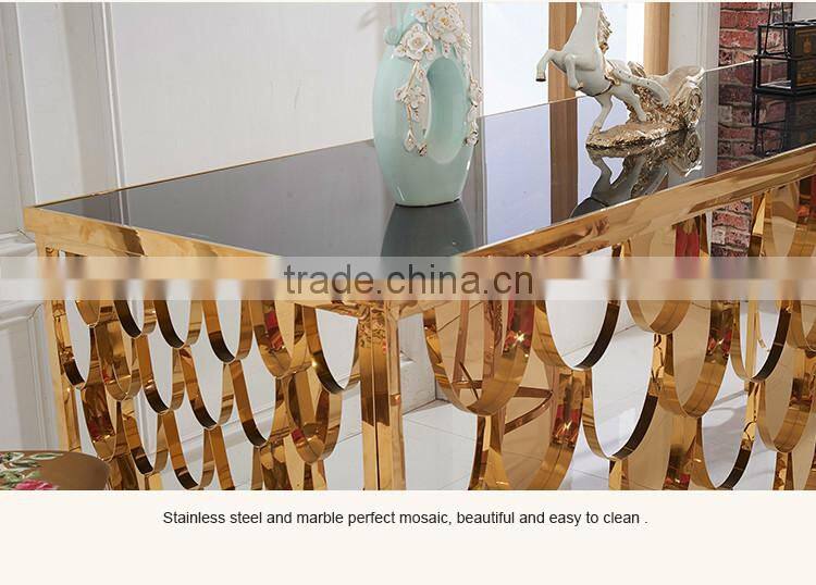 TH396-1 Marble Stainless Steel Rose Gold Dining Table