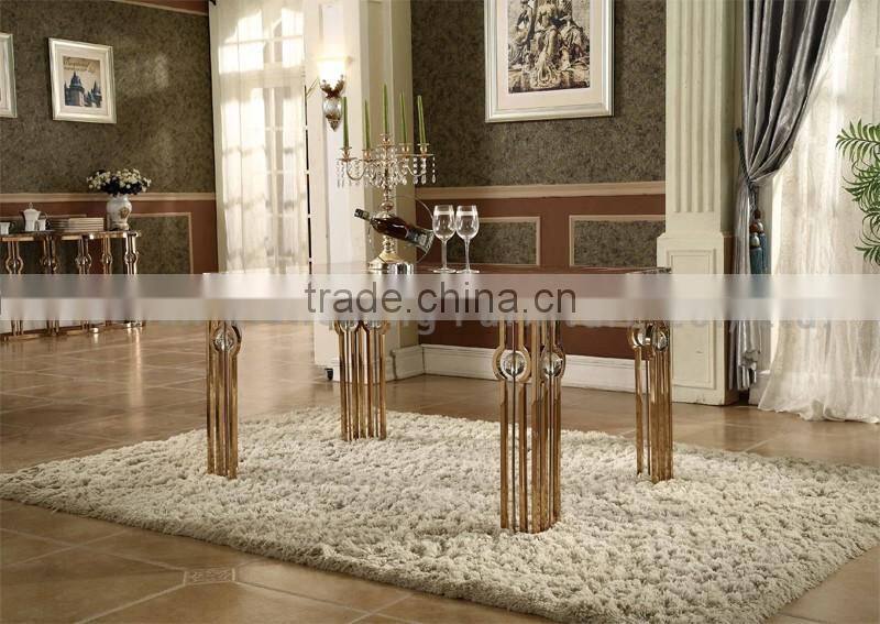 luxury rose gold stainless steel dining table design marble top