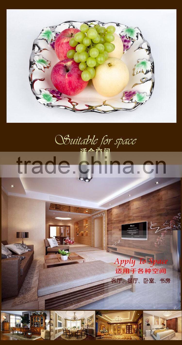 Stock golden vase ceramic dinner plate with grape design ceramic plates dishes