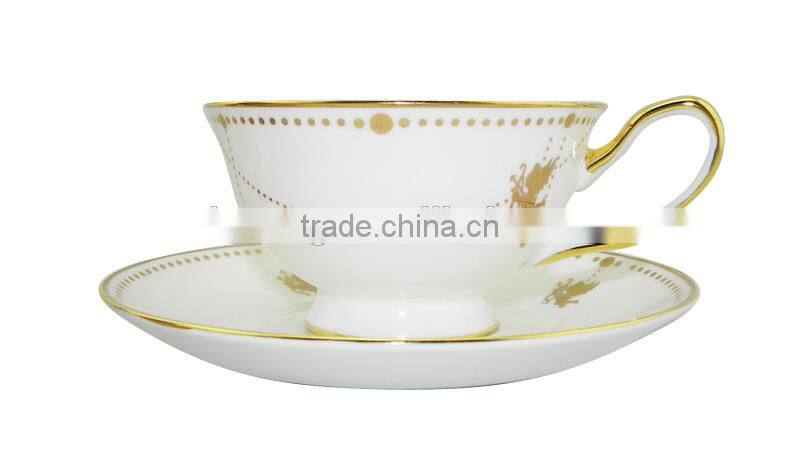 2014 New Product 200ml Bone China European Style Flower Pattern coffee mug with Saucer Set for home decoration