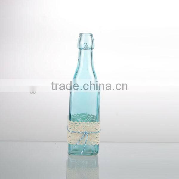 home decor Spray blue bottle & candy color vase with hemp rope