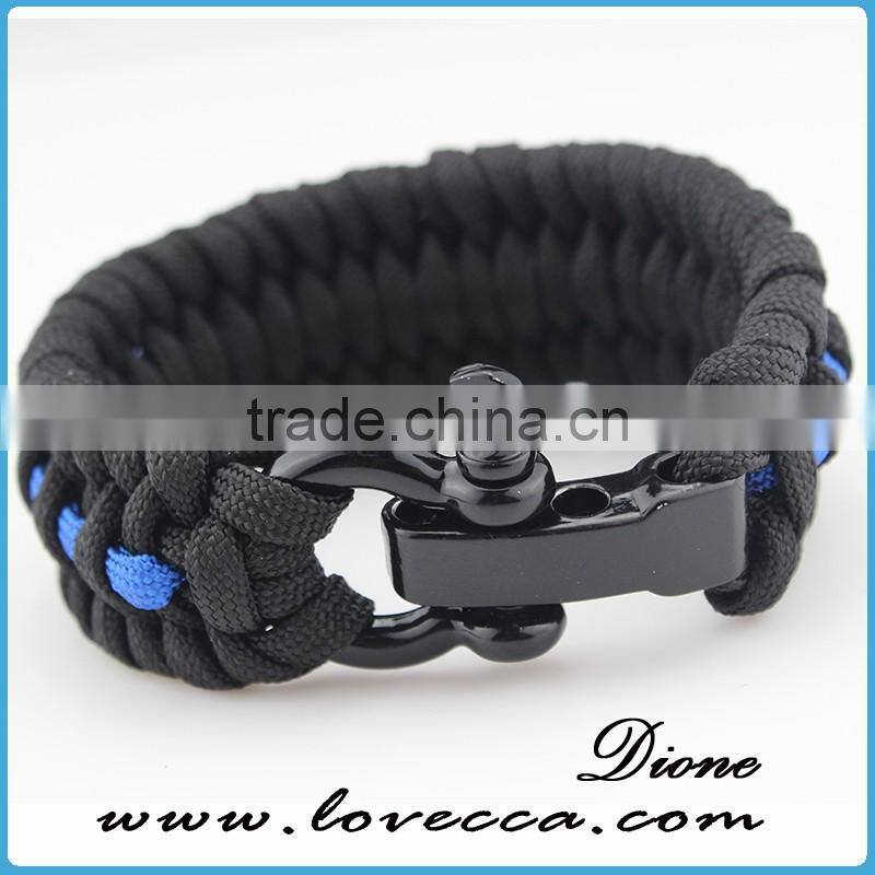 Stainless Steel Shackle Buckle Hiking Outdoor Survival Paracord Bracelet
