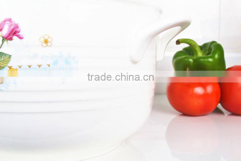 8" porcelain microwave round pot with glass lid