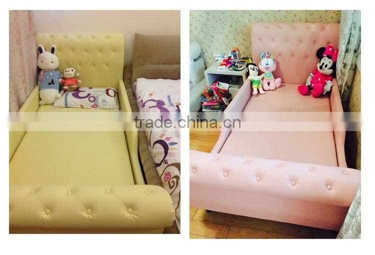 MMD02 sweet pink & blue kids single bed with guardrail 2016 alibaba new classic children kids baby furniture