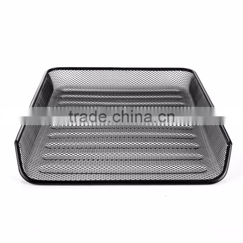 2017 amazon popular design 5 layers black metal mesh desk file holder