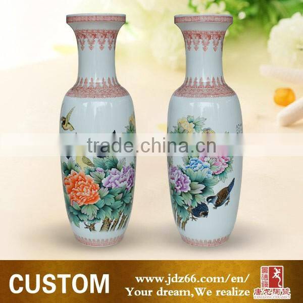 Customized unique design ceramic blue vase