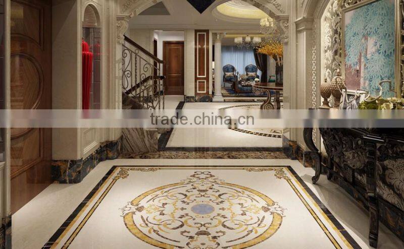 Luxury European Rococo Style Handmade Square Marble Medallion for Villa Floor Decoration BF12-04284c