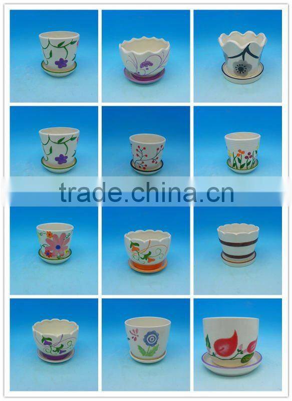 Indoor colorful round ceramic flower pot