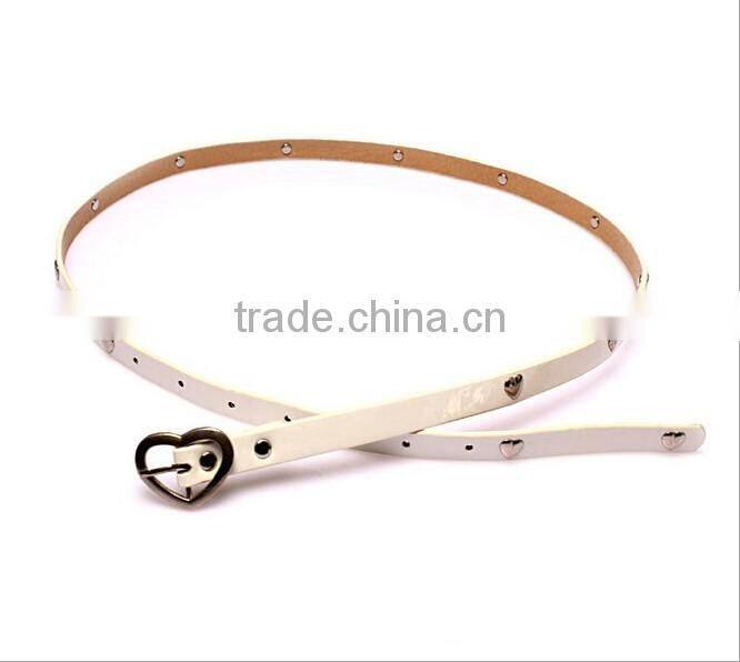 Wholesale heart rivet decorated heart buckle sex women lady thin PU waist belt