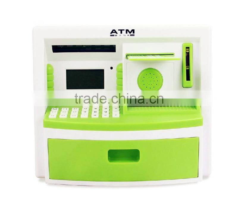 2015 Mini Children kids games Plastic Voice ATM Bank Toy Money Saving Banks from ICTI Dongguan Manufacturer
