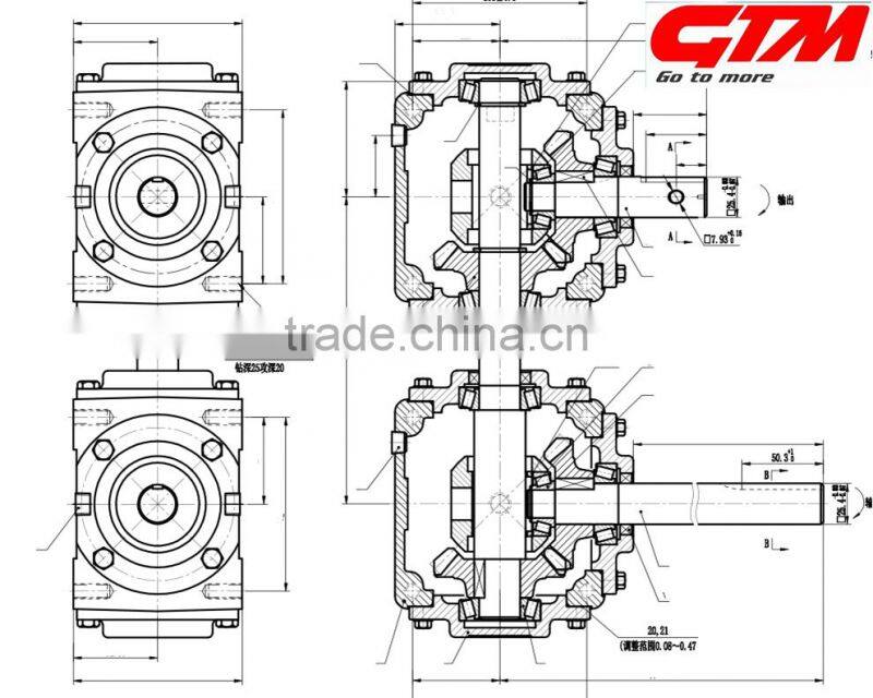 agricultural 1 to 1 ratio gearbox for storage