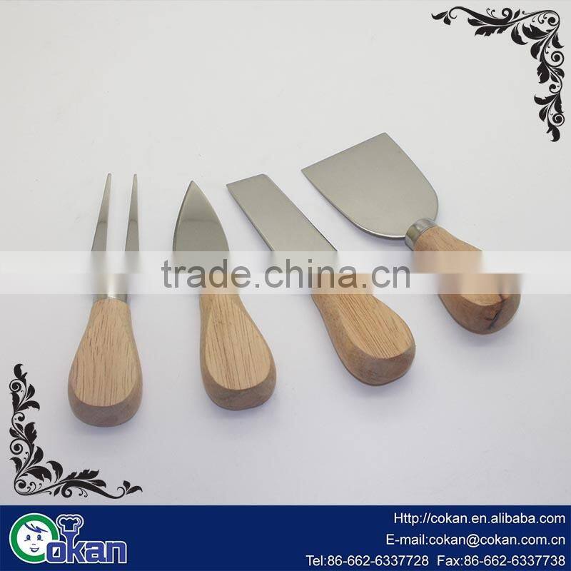 High Quality 4pcs stainless steel cheese knife set with wooden handle,cheese tool set CK-KS072