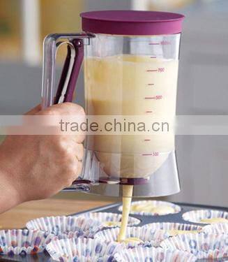 DIY cupcake batter dispenser with measuring label