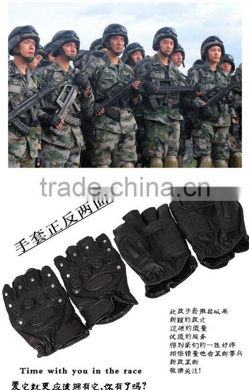 Tactical Leather gloves half finger black