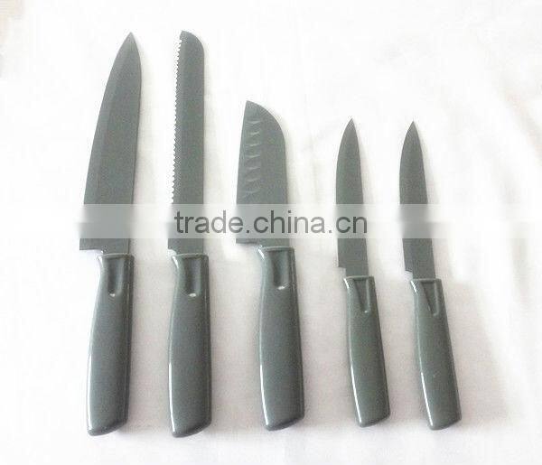 5pcs colorful non-stick kitchen knife set with pp handle